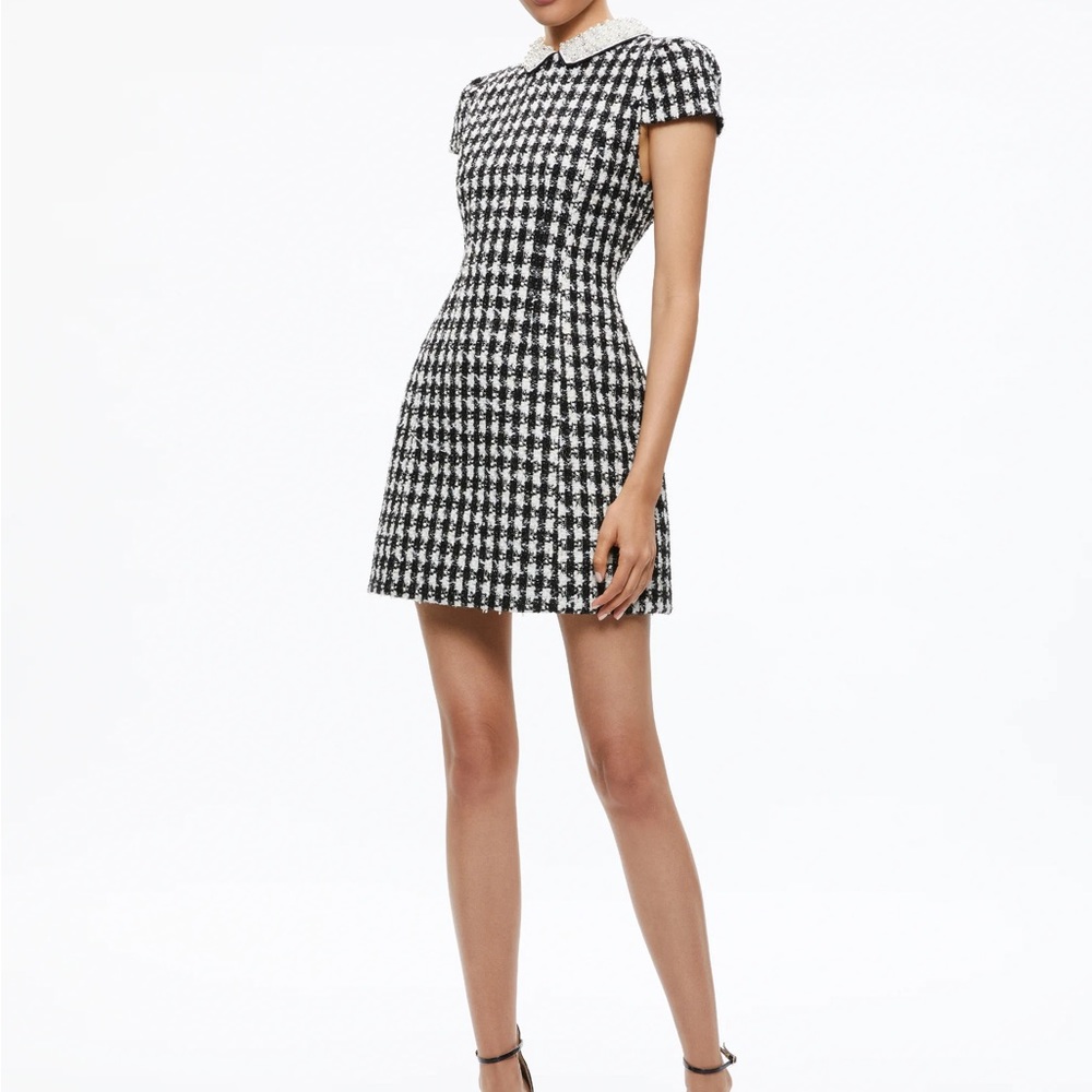 (NWT) Alice + Olivia Velia Tweed Embellished Collar Mini Dress